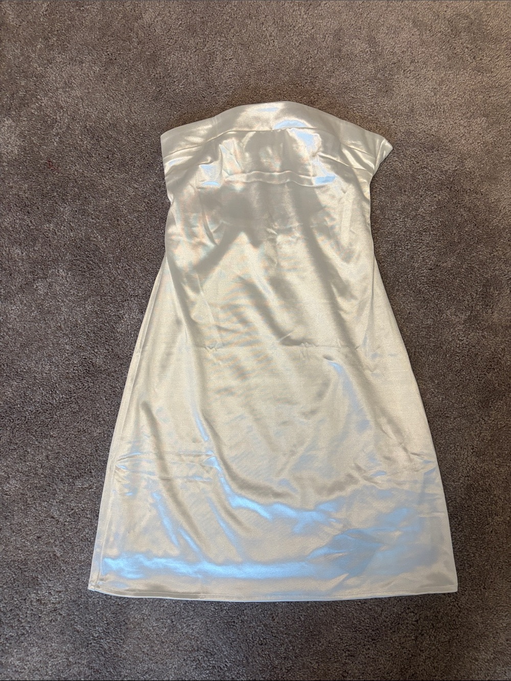 Zaful Metallic Ivory Strapless Mini Dress